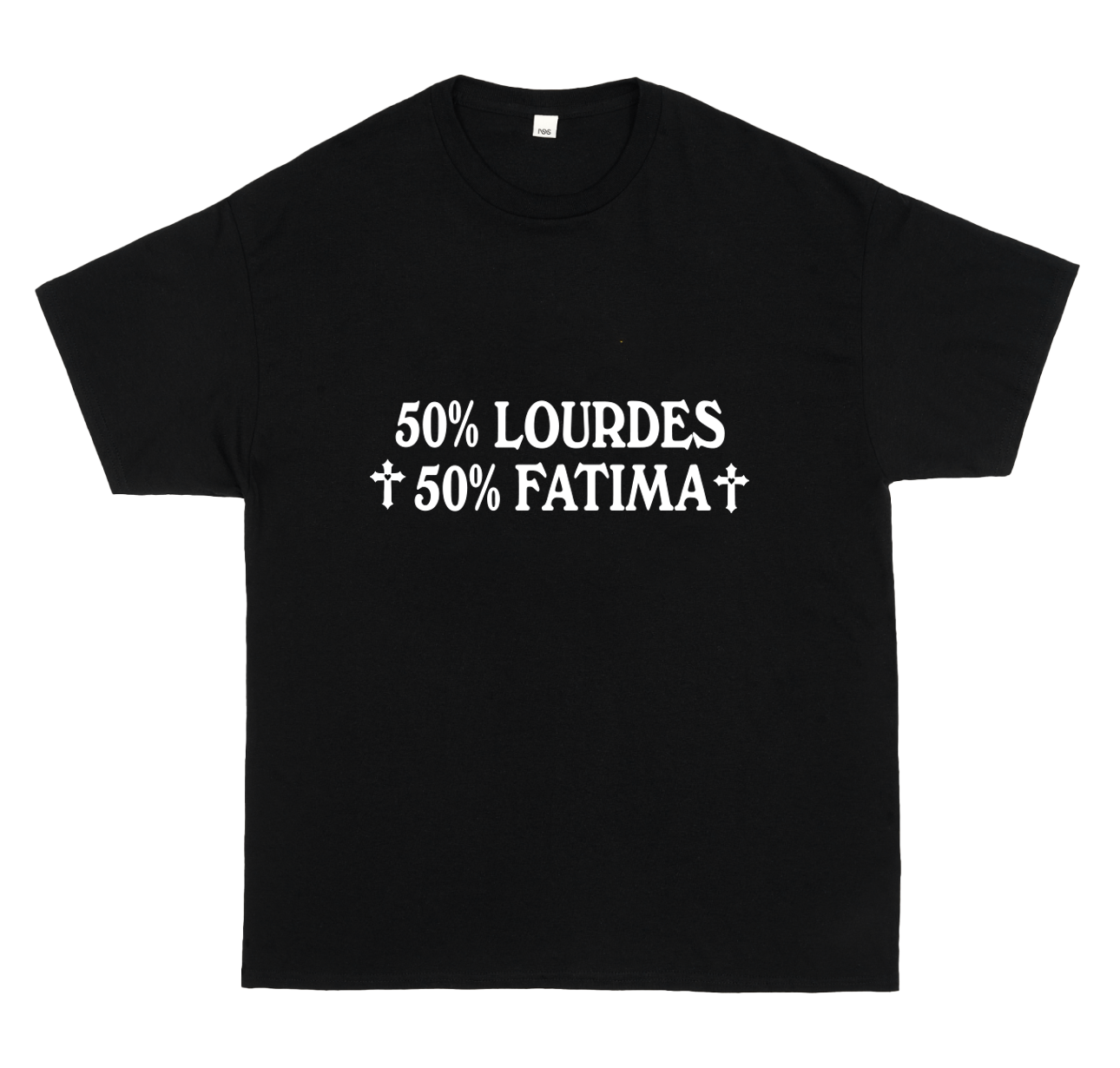 T-Shirt 50% Lourdes 50% Fatima Black