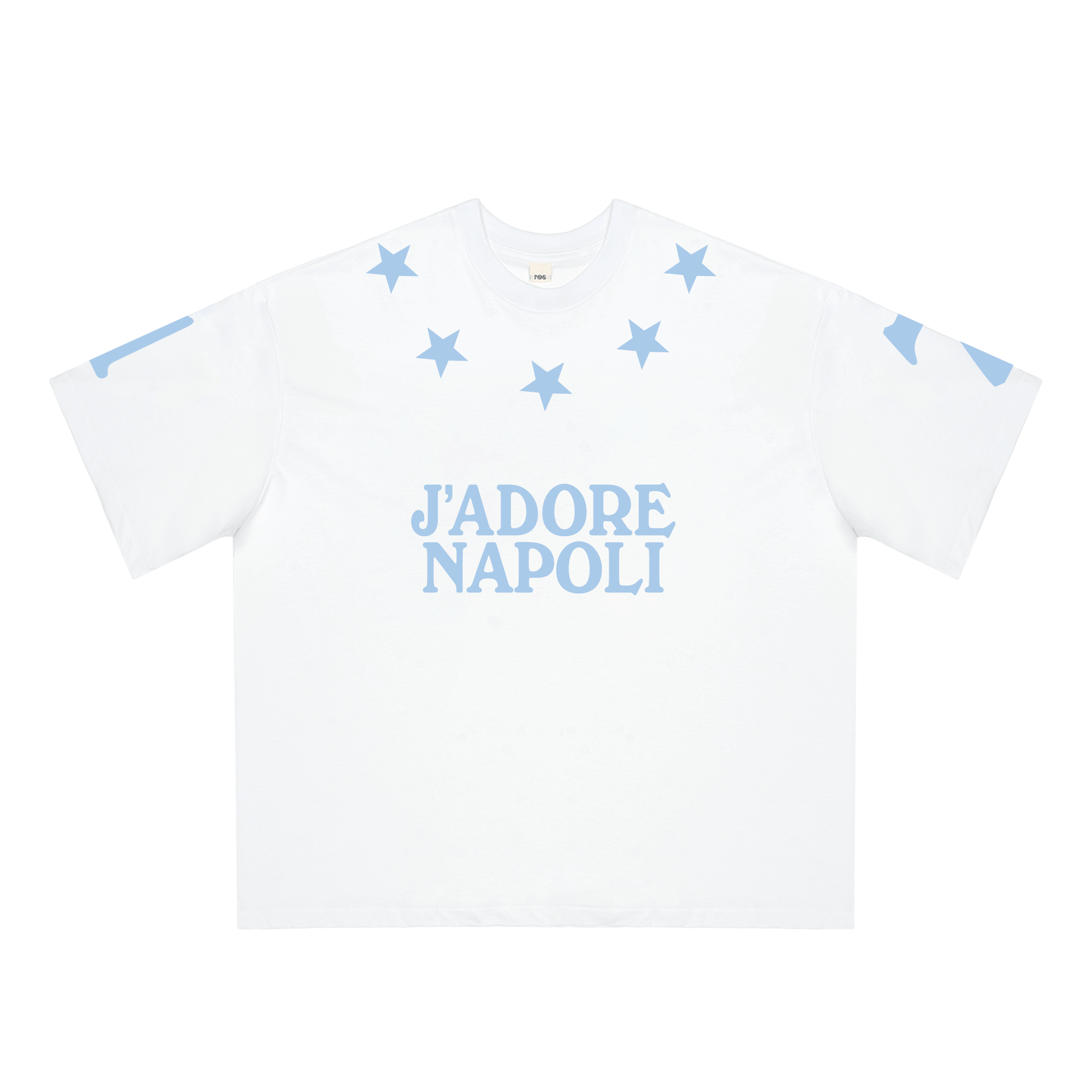 Stars Boxy T-shirt White/Baby Blue