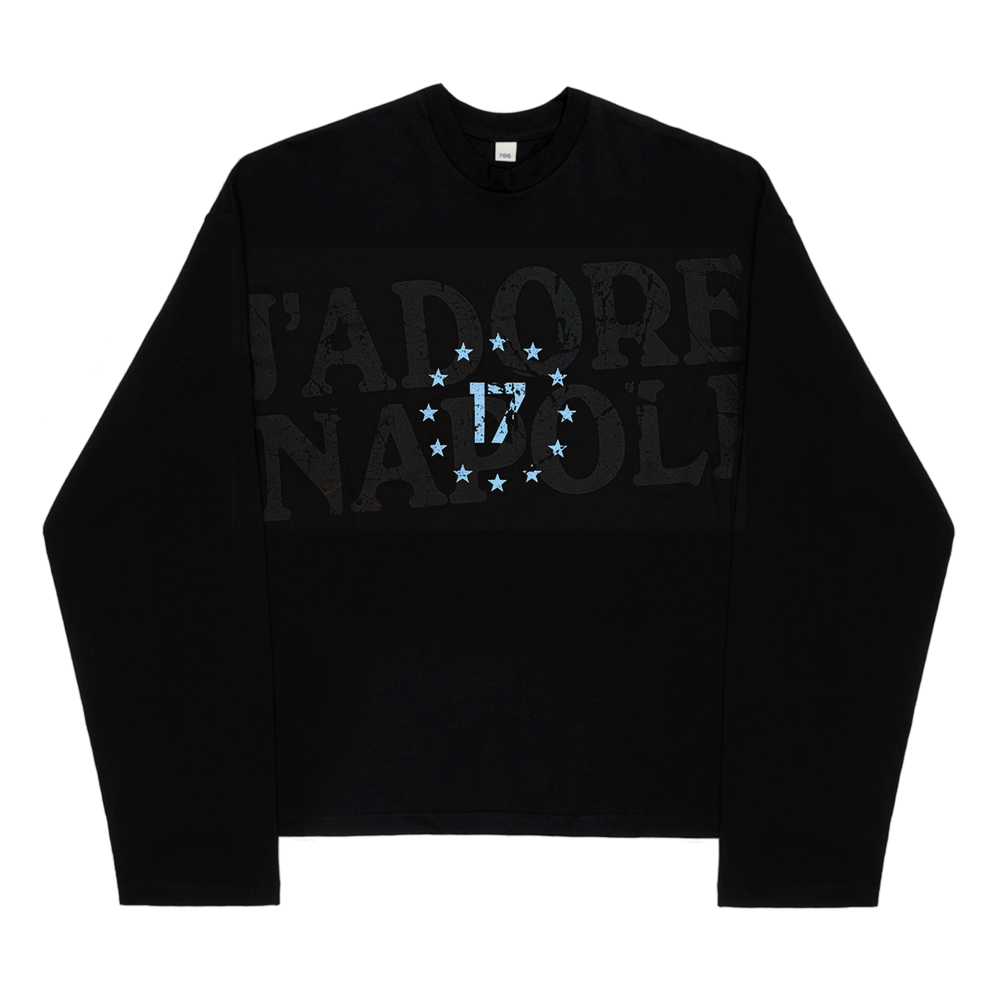 17 Boxy Long Sleeve Black/Baby Blue