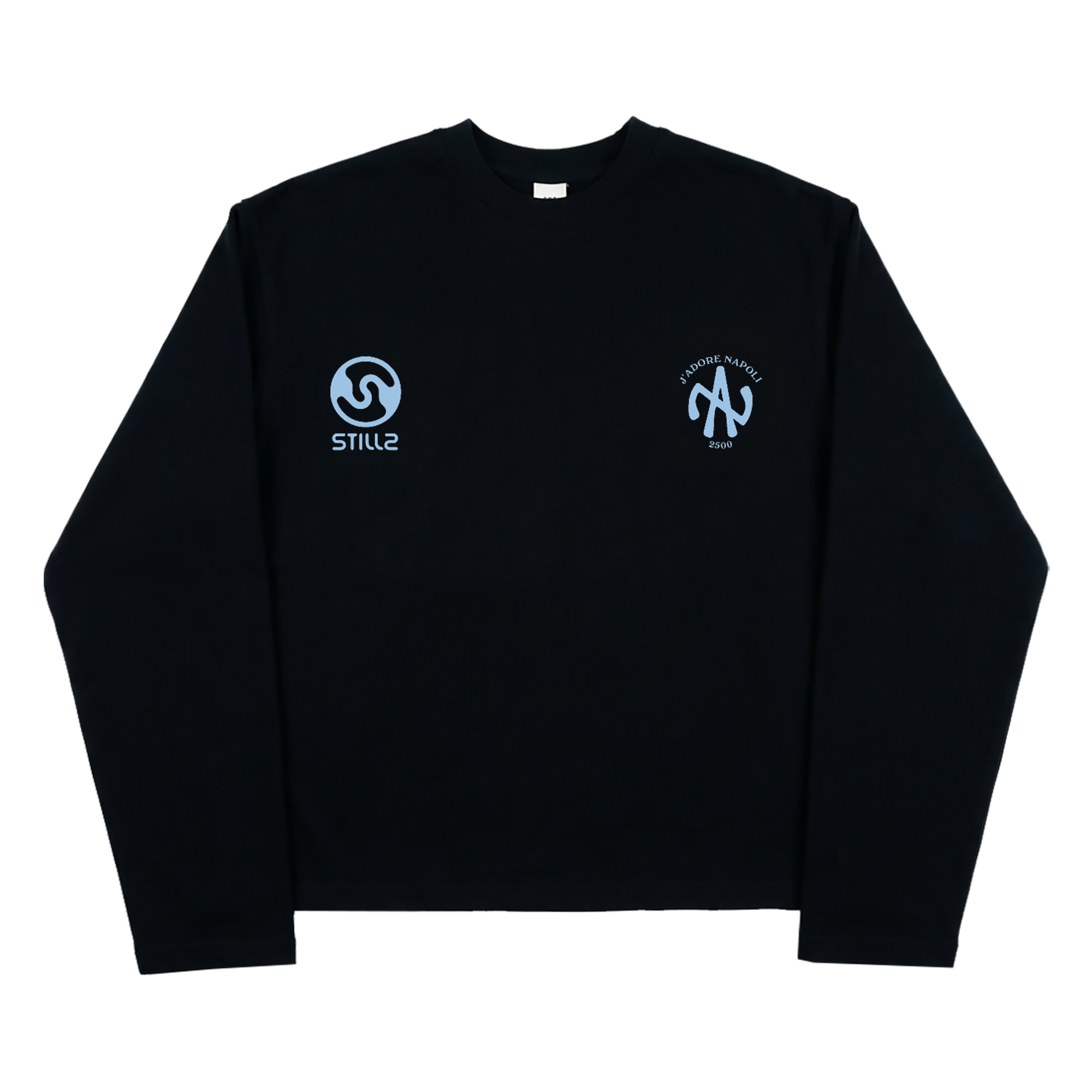 Maglietta manica lunga Boxy Barrio Napoletano Black/Baby Blue