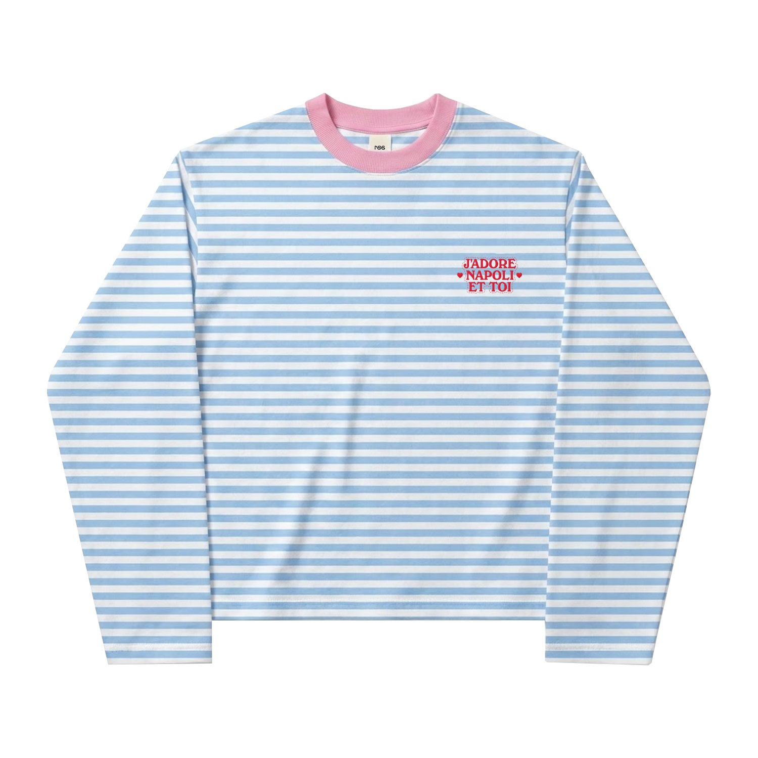 J'Adore Napoli Et Toi Boxy Long Sleeve Stripes White/Baby Blue