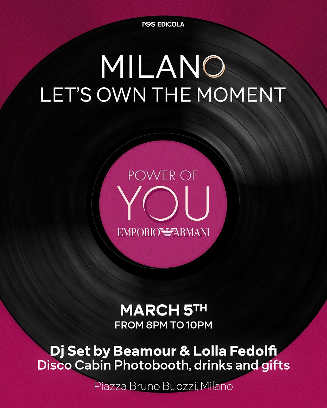 Emporio Armani Power Of You Party Piazza Bruno Buozzi, Milano