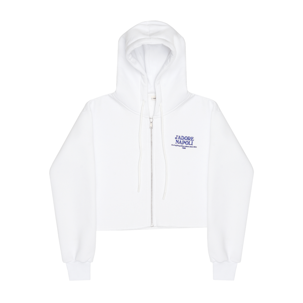 Embroidered Crop Hoodie White - nss edicola